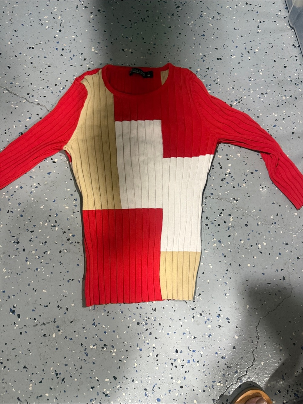 NY AND COMPANY , Cream & Tan Ribbed Sweater